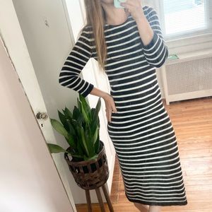 Zara Knit Striped Long Sweater Dress
